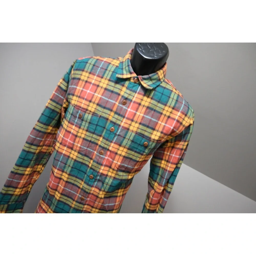J. Crew Flannel Shirt Mens Medium Multi-Color Plaid Double Brushed Cotton EUC